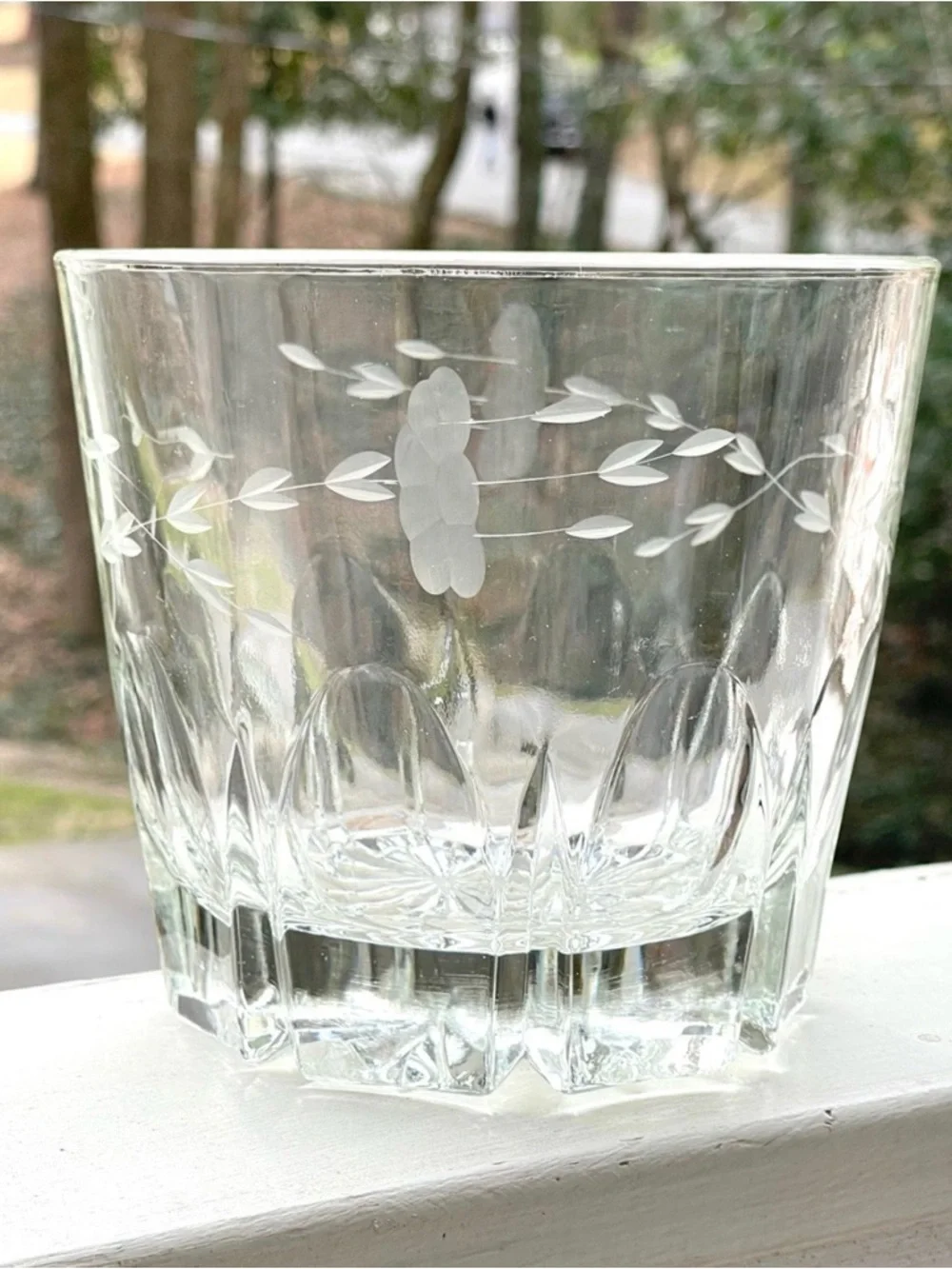 Princess House Heritage Crystal Ice Bucket Etched Floral Vintage Barware